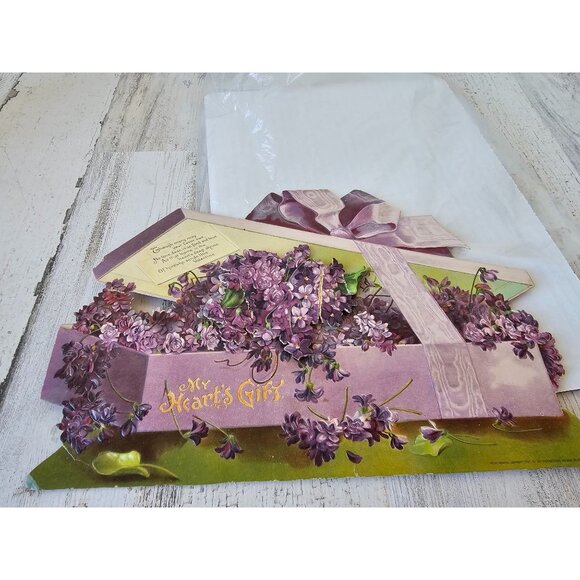 Antique 1905 Valentine's Day card international art publ flower lily Valentine c - Picture 1 of 8